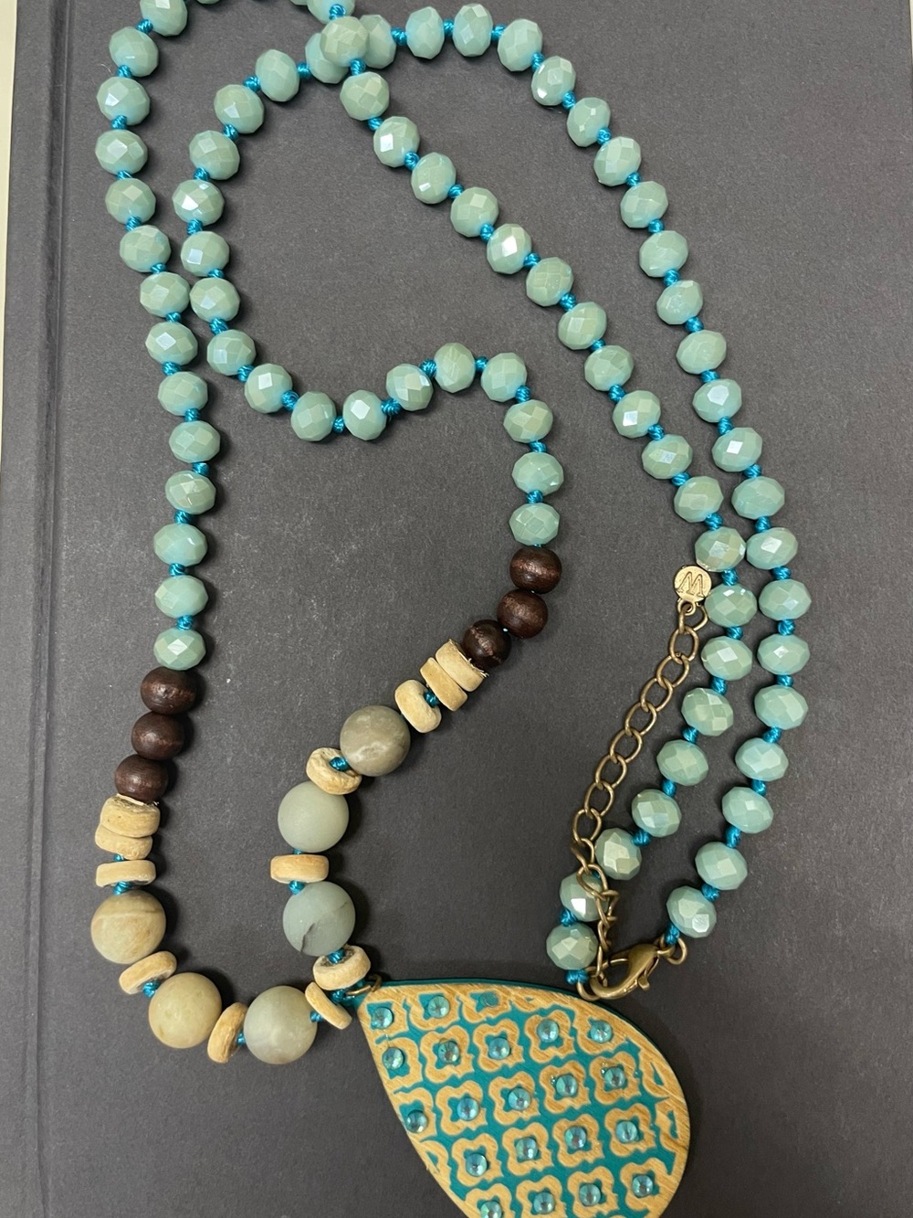 Boho Turquoise Teardrop Pendant Beaded Necklace - Picture 1 of 5